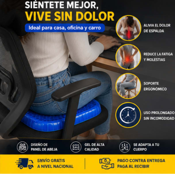 🪑 Cojín Ergonómico de Gel – Comodidad y Soporte para tu Día