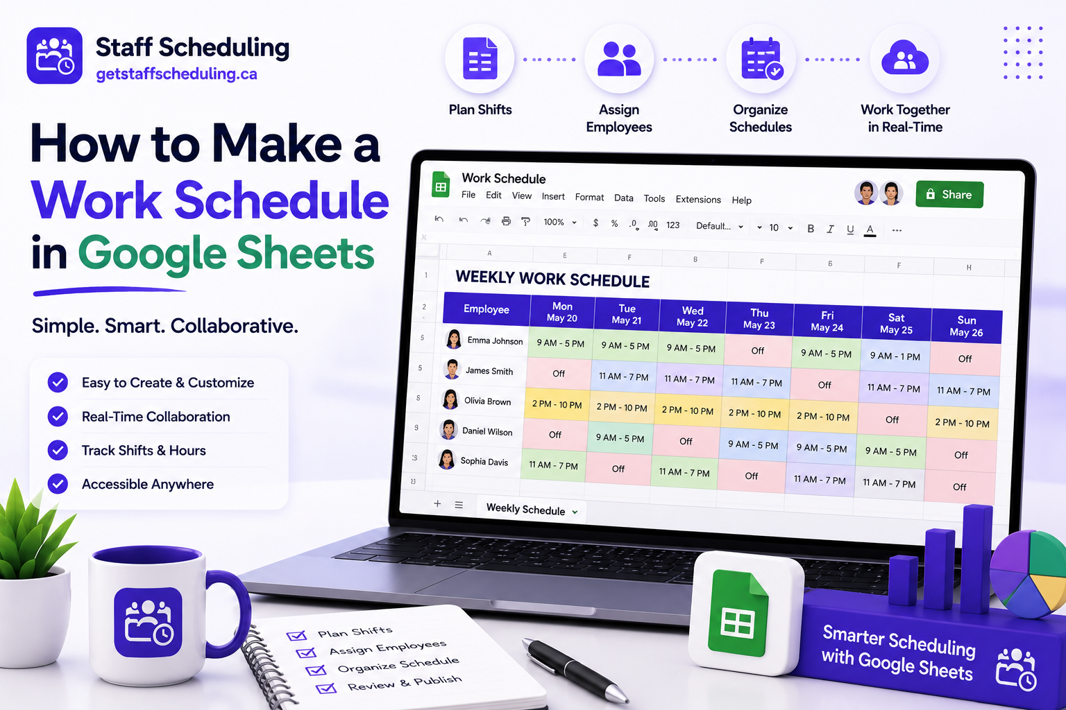 How to Make a Work Schedule in Google Sheets using a collaborative employee shift schedule template and staff scheduling workflow