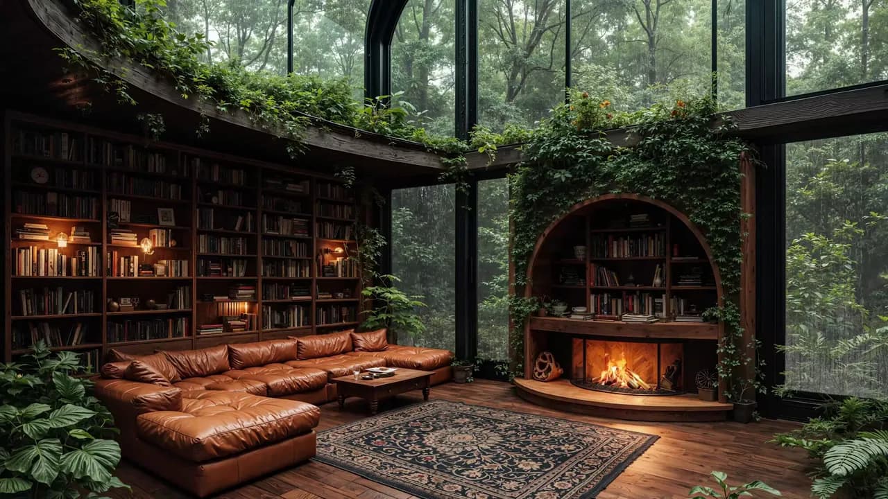 Background for Rainy Forest Cabin