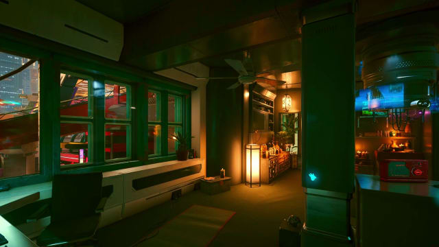 A Night City apartment at night in Focusverse