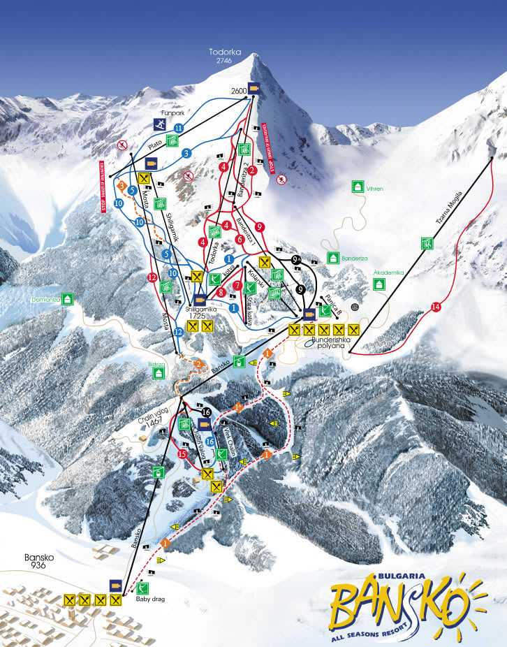 Lifts and Slopes Bansko Ski Zone Map Lifts and Slopes Bansko Ski Zone Map
