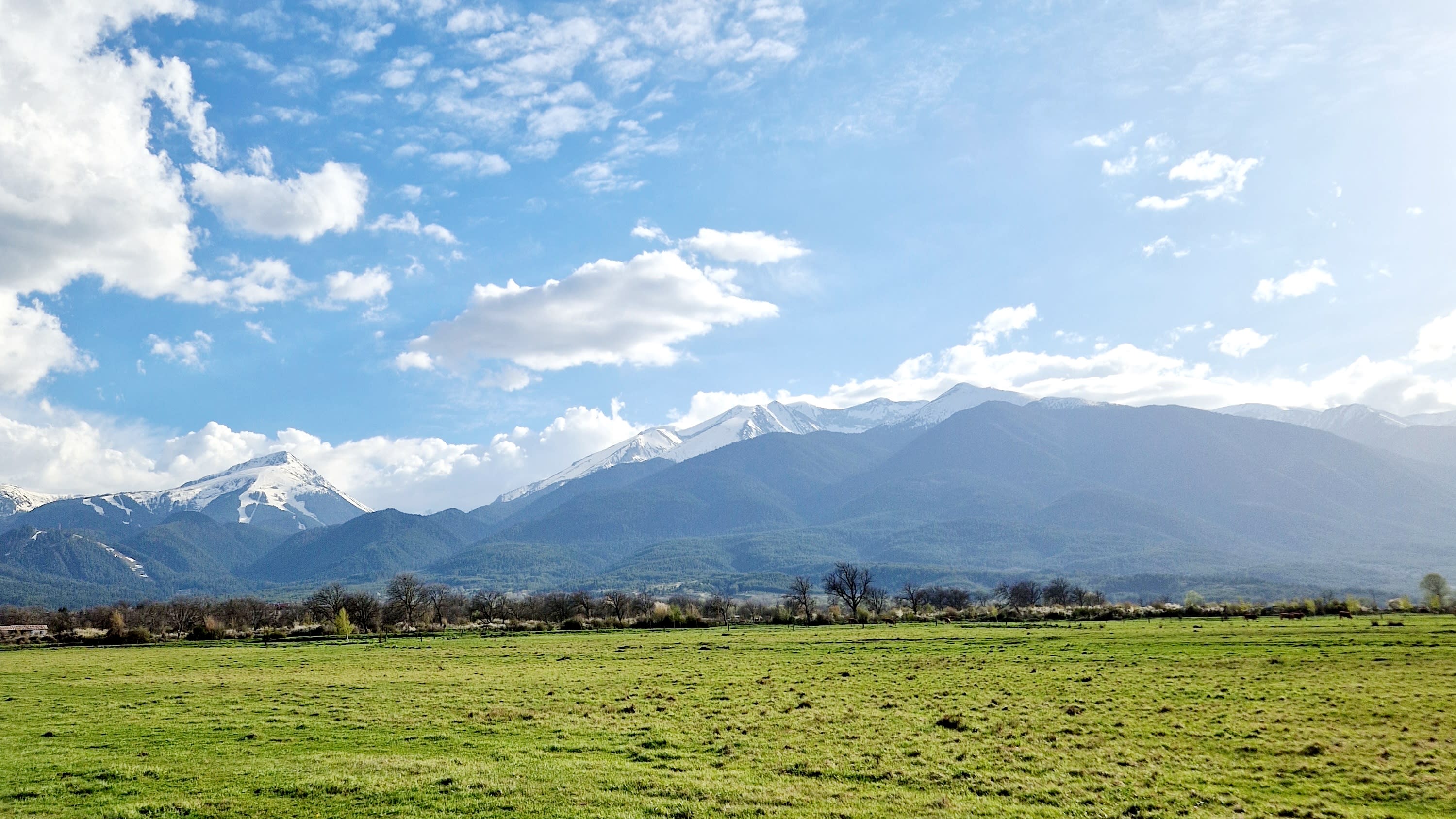 Pirin Mountains and Bansko Ski zone road view Pirin Mountains and Bansko Ski zone road view