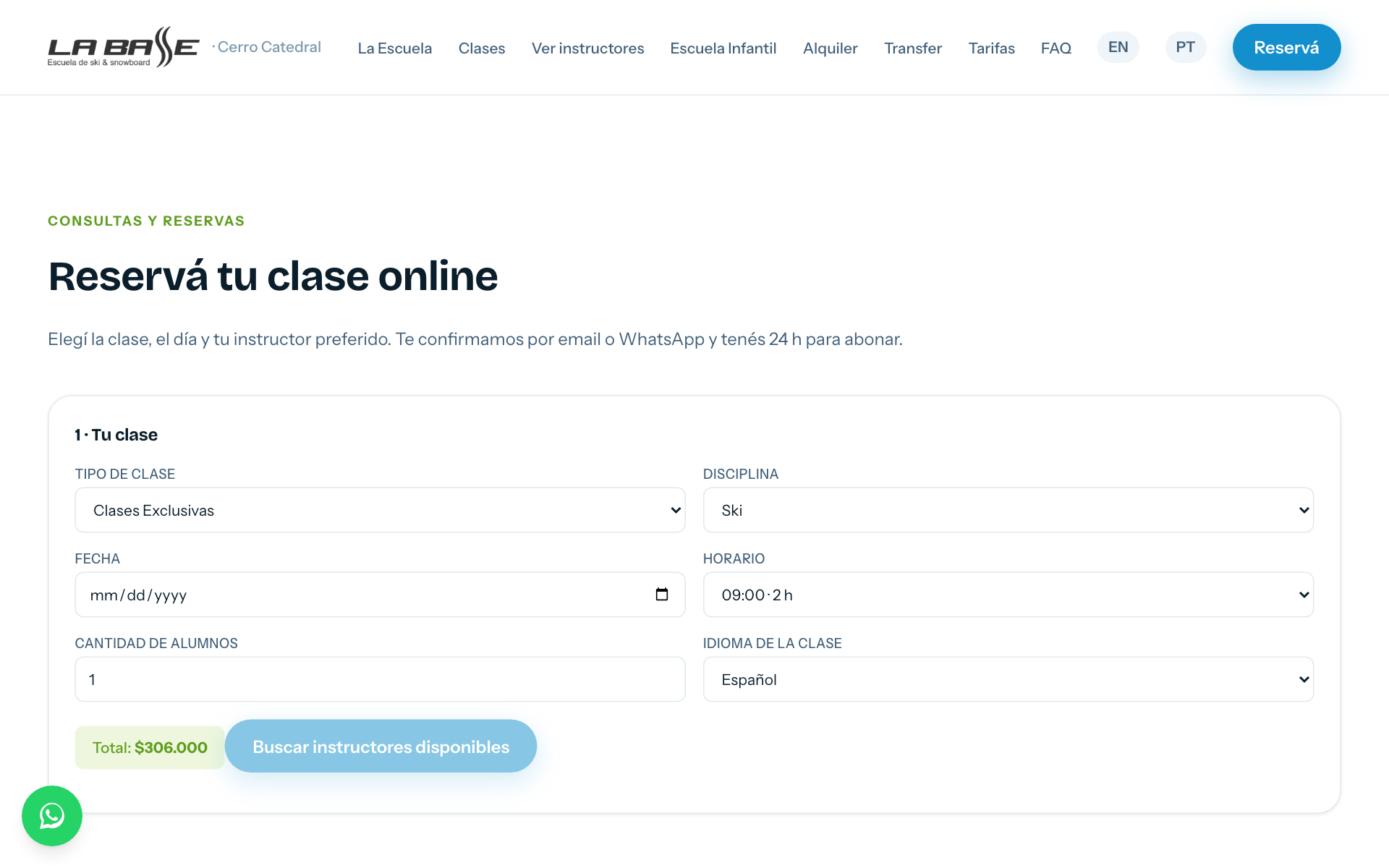 Reservas online en 3 pasos