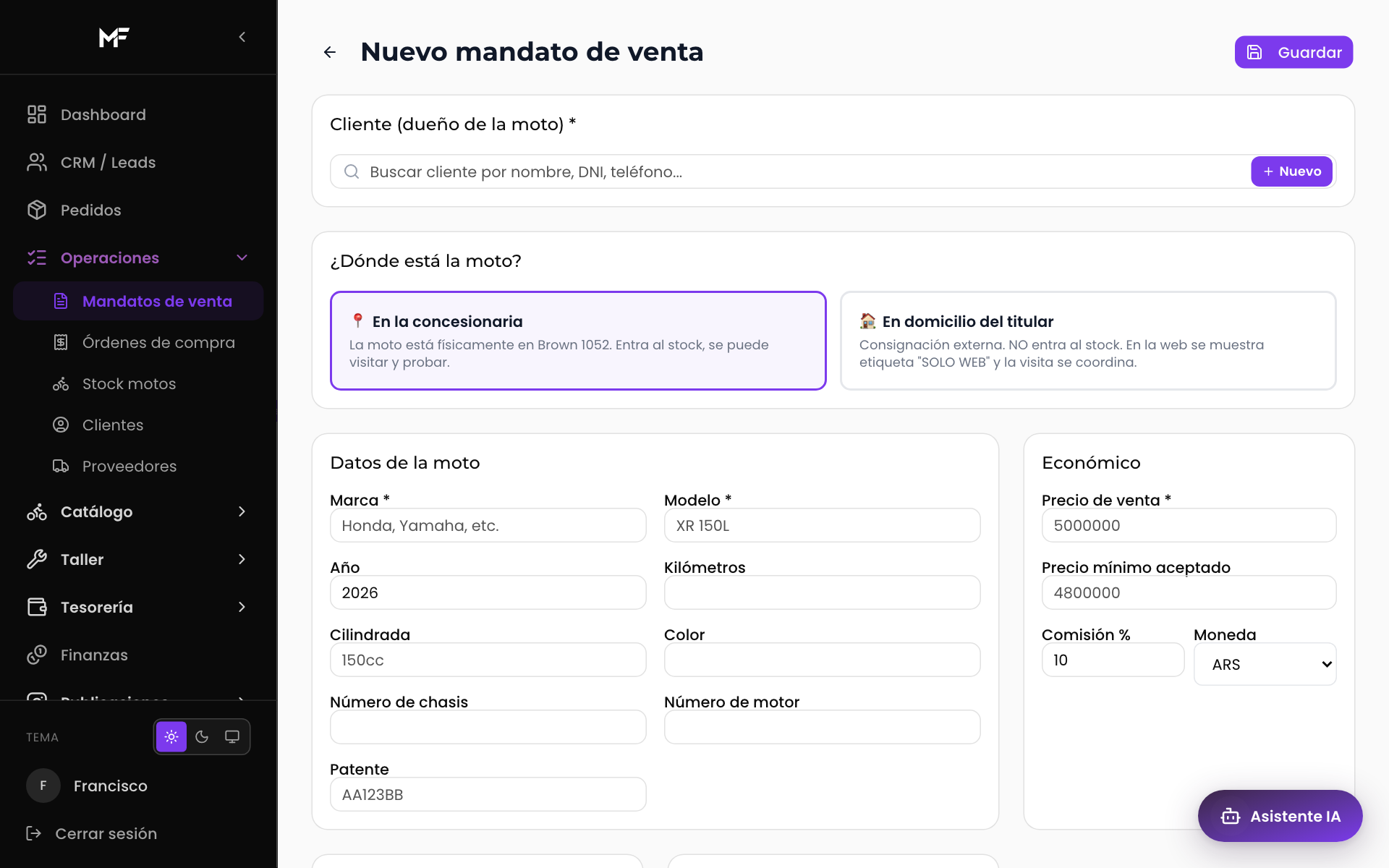 Cargar mandato (documento descargable)