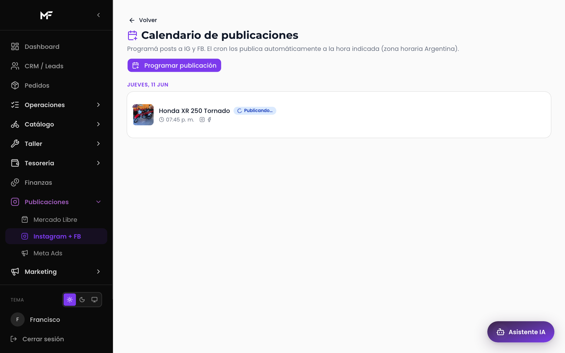 Calendario de publicaciones