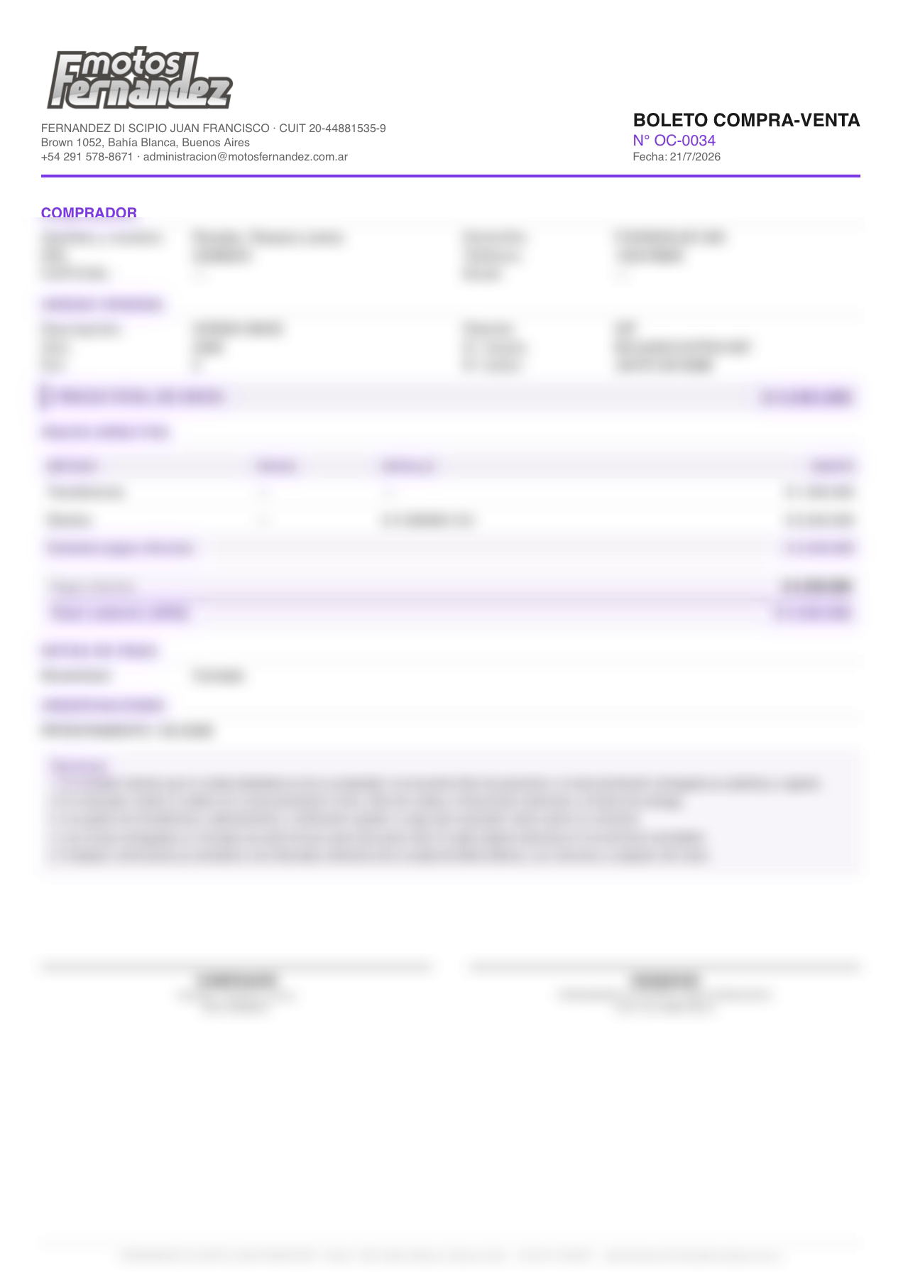 Boleto / orden de compra