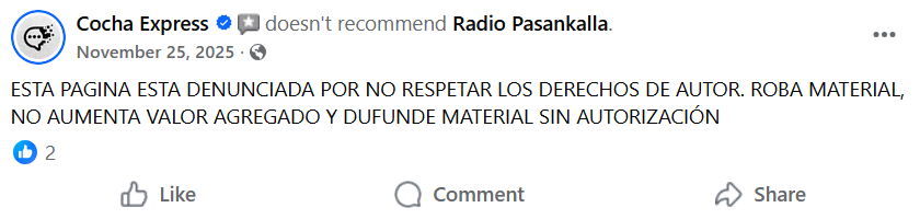 Denuncia de Cocha Express 3