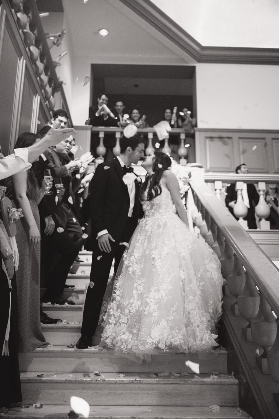 Rose petal gol baroon wedding exit