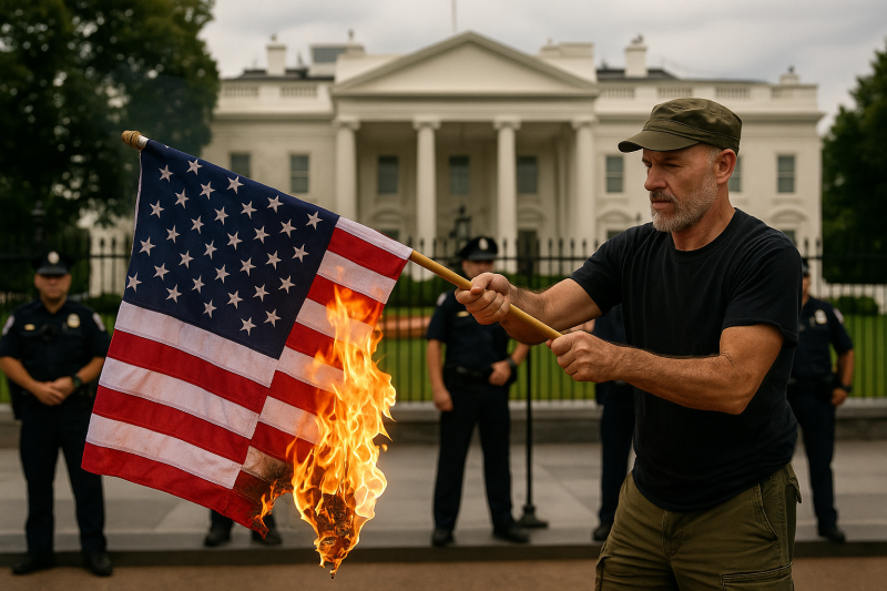 Veteran Burns American Flag Outside White House Amid Trump Executive Order Controversy