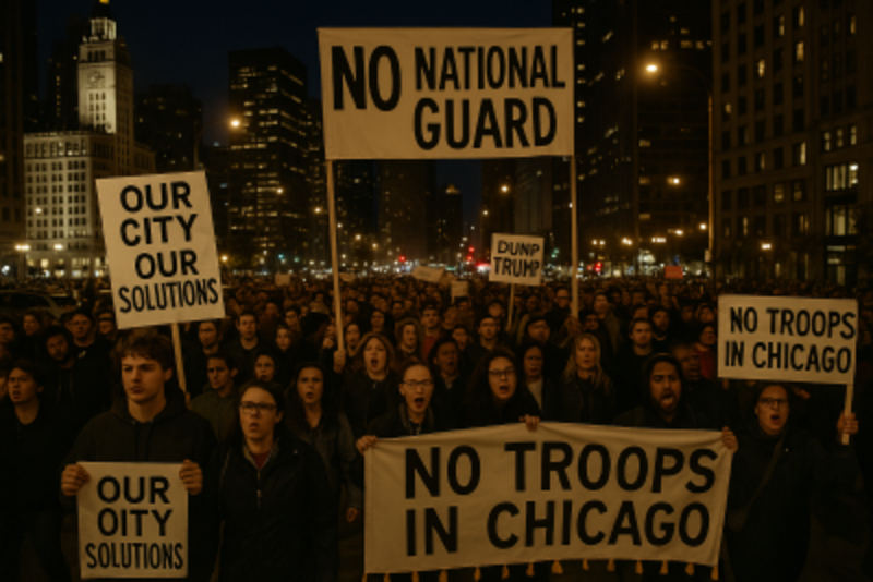 Chicago Residents Protest as Trump Threatens to Deploy National Guard
