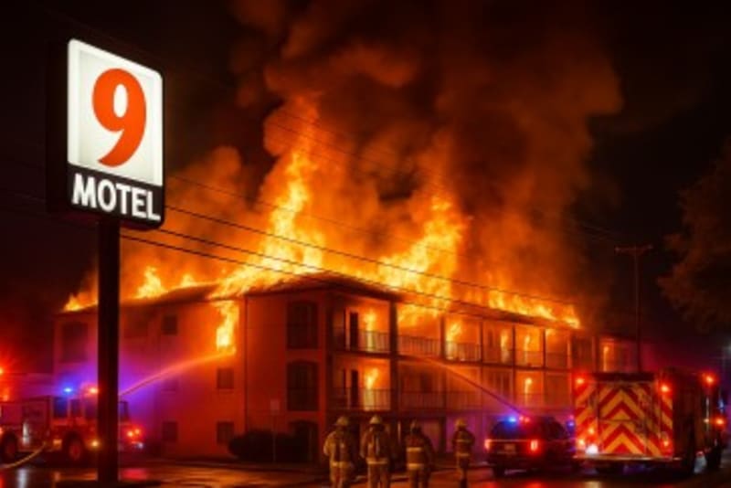 🔥 Austin Motel Inferno: Firefighters Battle Massive Blaze at Motel 9 University