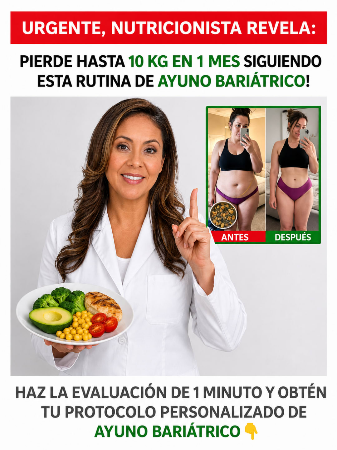 Nutricionista revela: pierde hasta 10 KG en 1 mes con Ayuno Bariátrico. Antes / Después.
