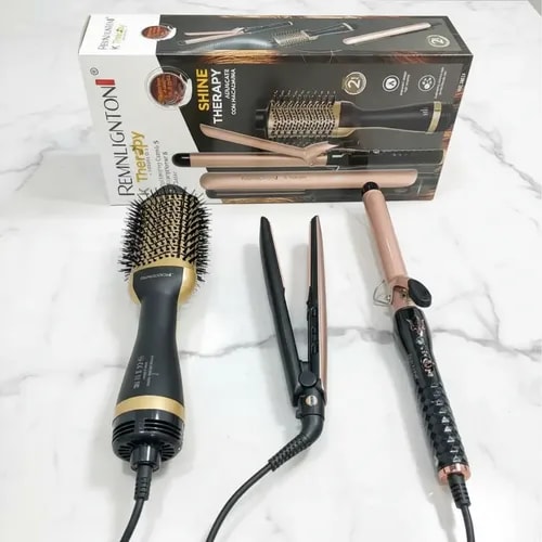 COMBO PLANCHA PINZA Y CEPILLO KERATINA 2