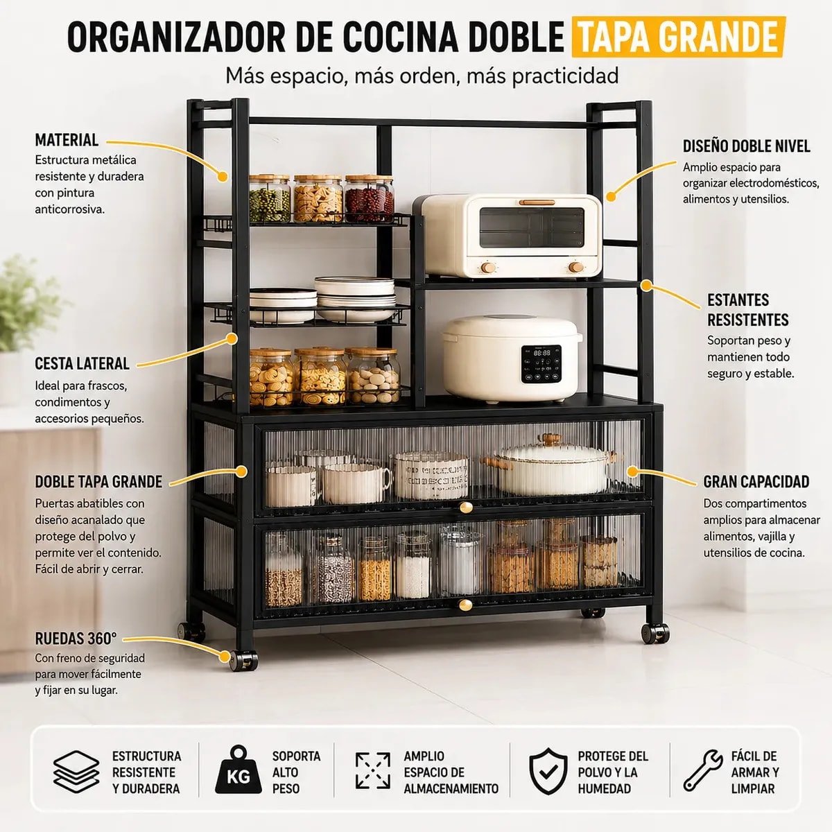ORGANIZADOR DE COCINA DOBLE TAPA GRANDE 2