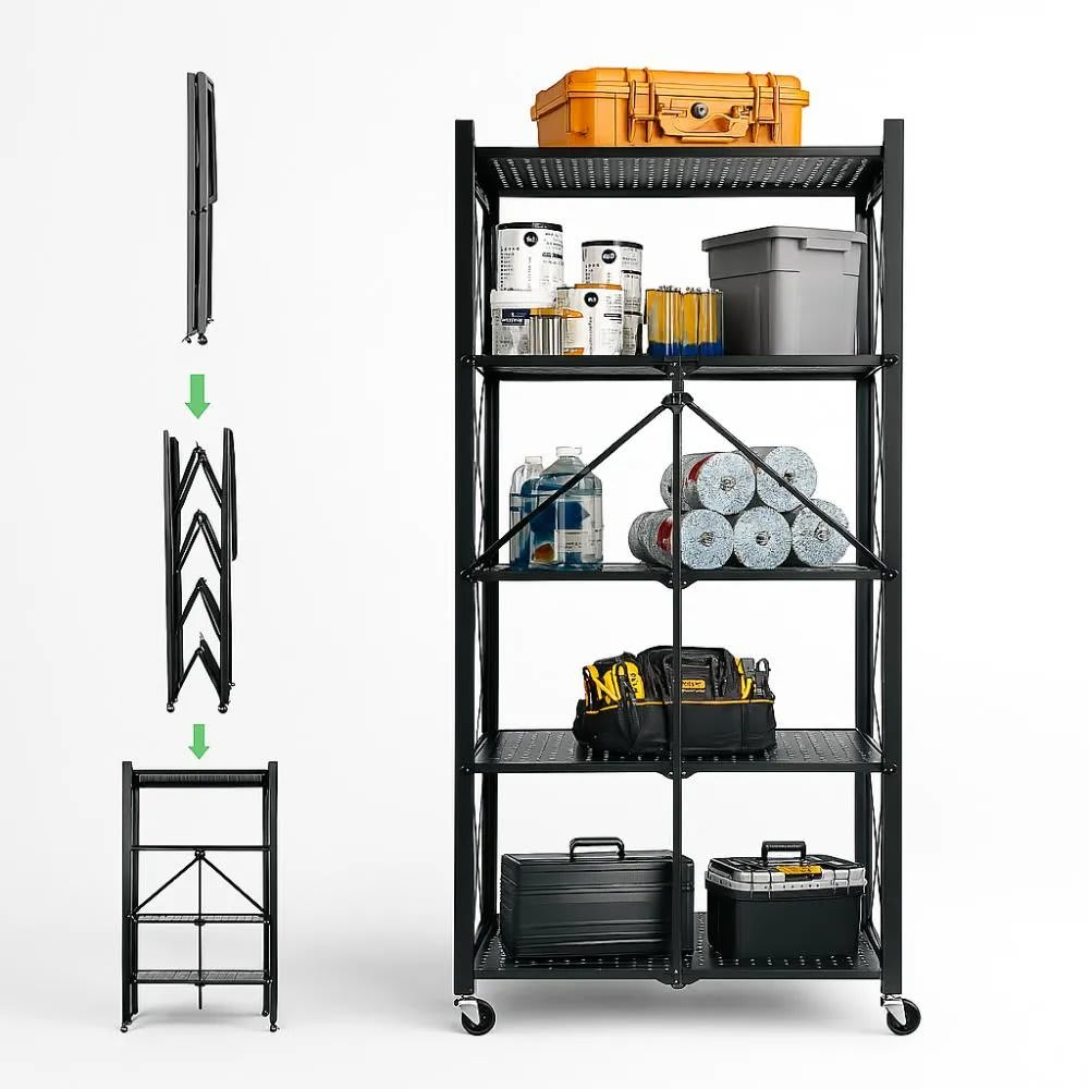 Estante organizador metálico plegable de 5 niveles