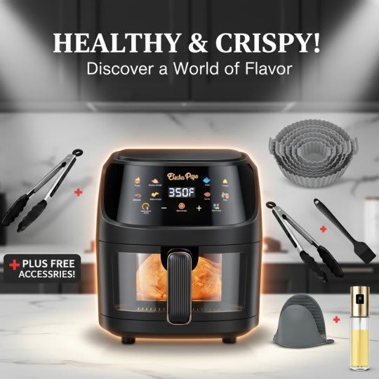 Freidora De Aire Air Fryer 10 Litros + 6 obsequios + Libro de Recetas 2