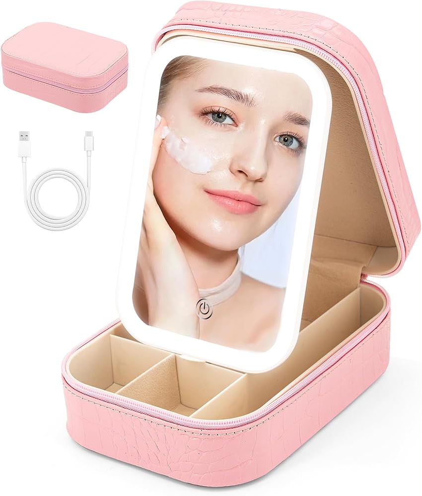Estuche de maquillaje con espejo LED integrado