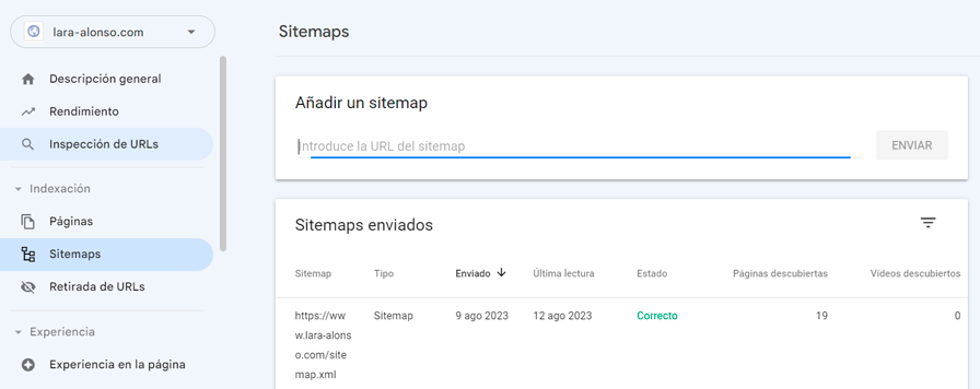 Sitemap en Google Search Console