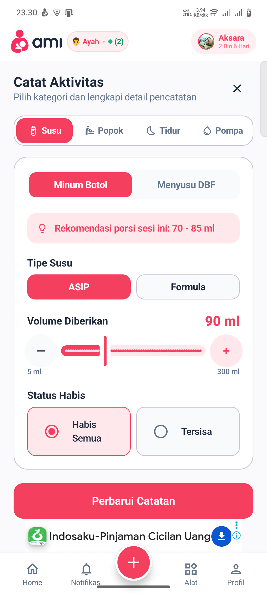 Jurnal Aktivitas Harian (Quick Entry)