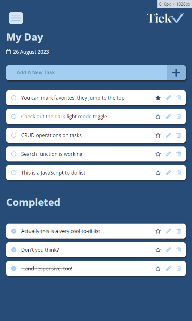 GitHub - AnnaHittaller/TickIt: A fully responsive JS todo list app ...