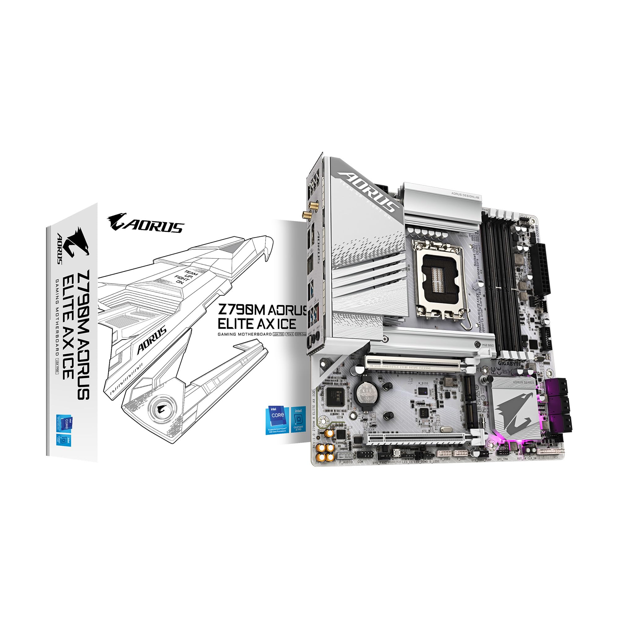 Gigabyte Z790M AORUS ELITE AX ICE LGA 1700 Micro-ATX Motherboard