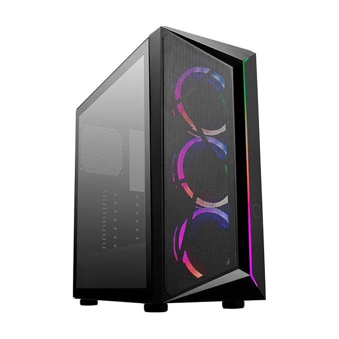 Cooler Master CMP510 Case - Mesh Intakes, ARGB Edge Strip, Ventilated PSU Shroud & 350mm GPU Clearance, Black, ATX