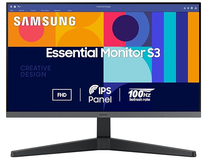 Samsung 27-inch (68.59cm) FHD, IPS, 100 Hz, 1920 x 1080 Flat Monitor, Bezel Less Design, AMD FreeSync, Flicker Free, HDMI, Display Port