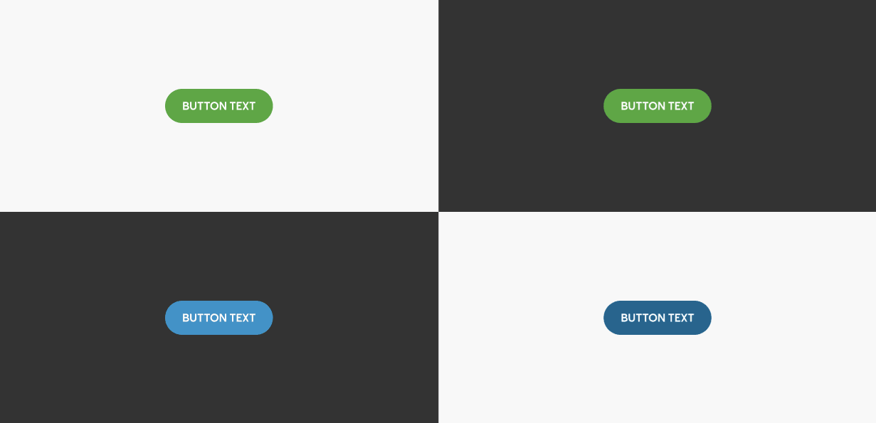 Button component design tokens in action, showcasing neatly styled buttons that support both light and dark modes for a consistent UI experience.
