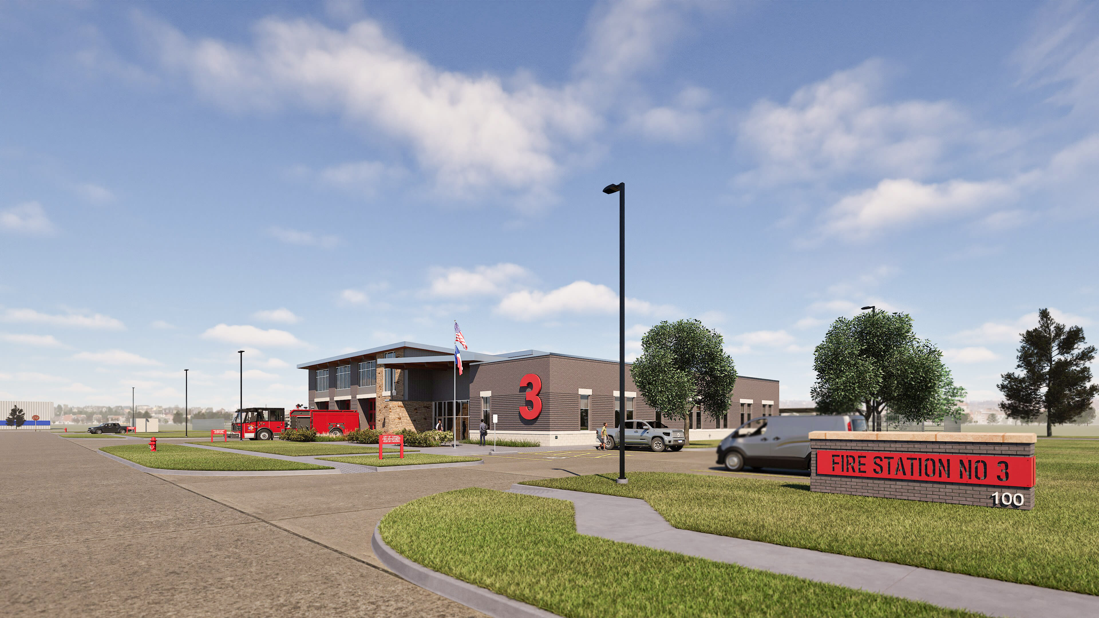 City of Terrell Fire Station No. 3 &mdash; wide site shot from far
