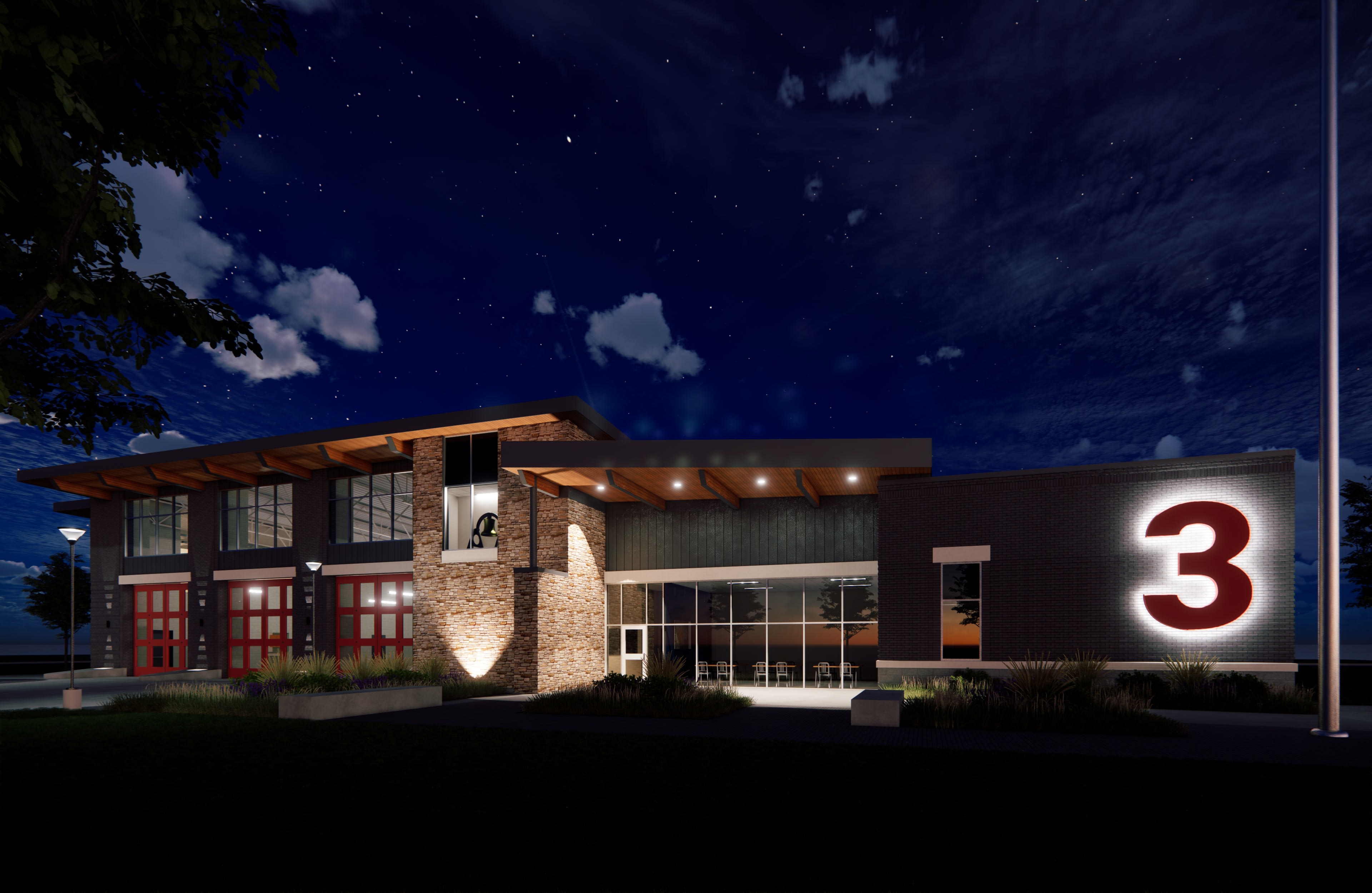 City of Terrell Fire Station No. 3 &mdash; exterior night shot