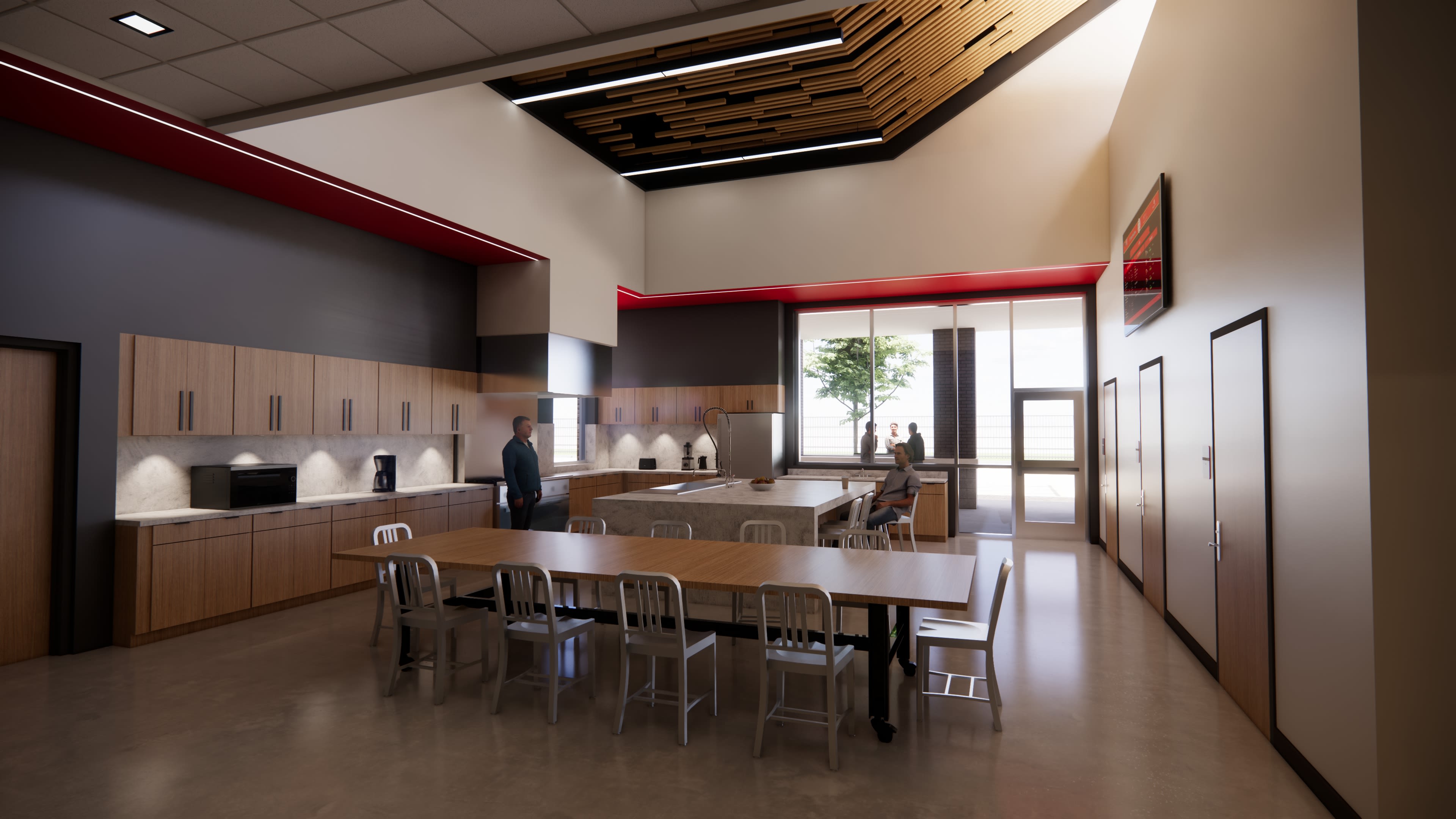 City of Terrell Fire Station &mdash; kitchen with island and commercial equipment