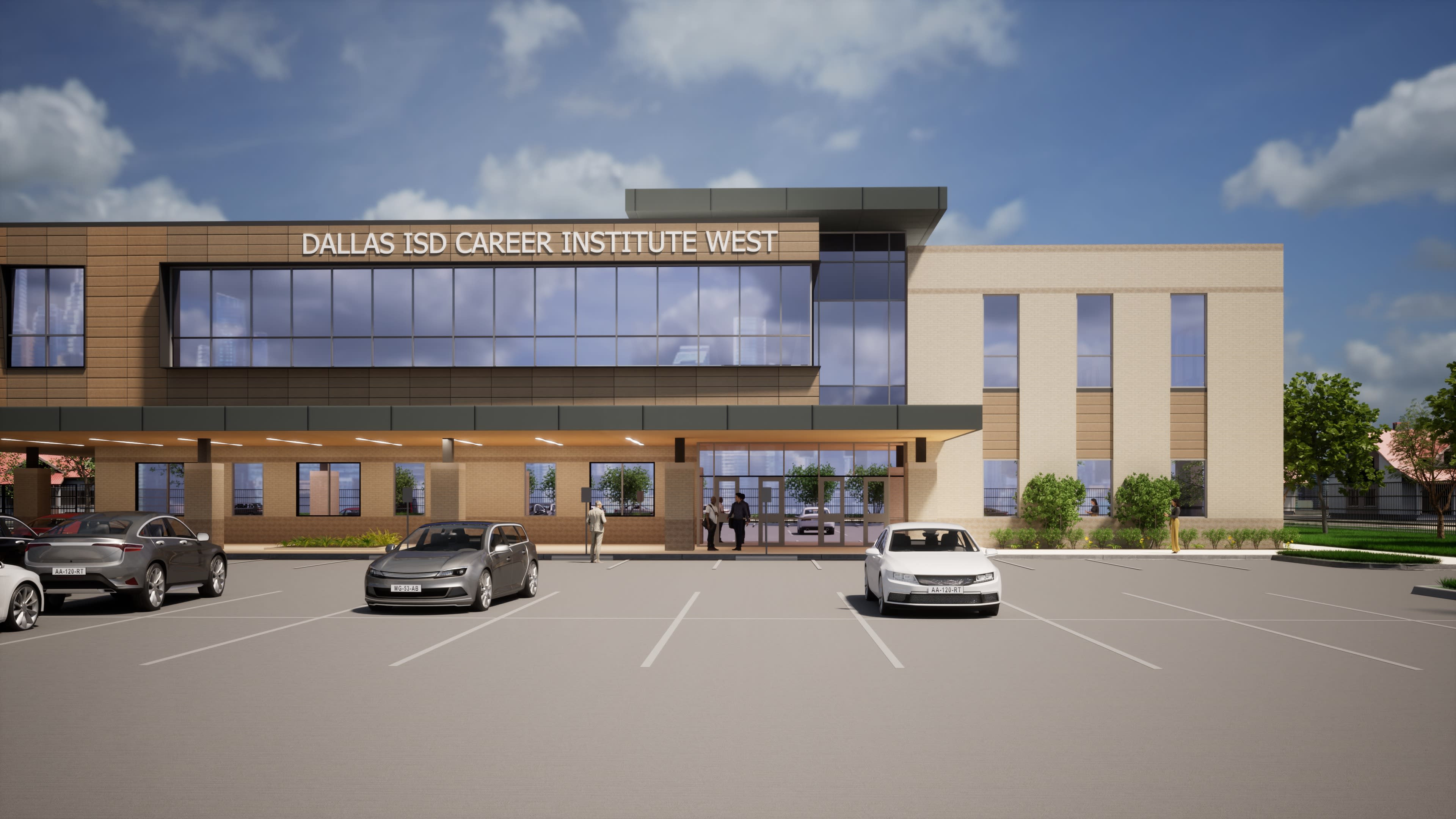 Dallas ISD CIW &mdash; east entry close, canopy and signage