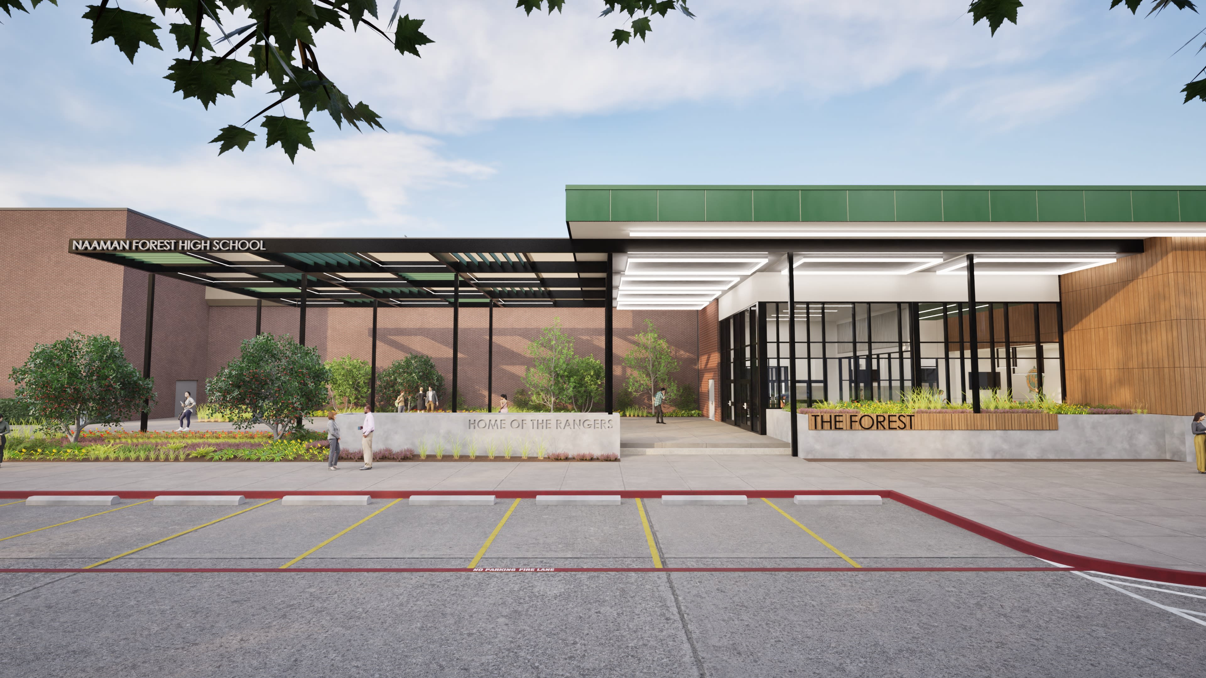 Naaman Forest HS &mdash; main entry canopy, Home of the Rangers