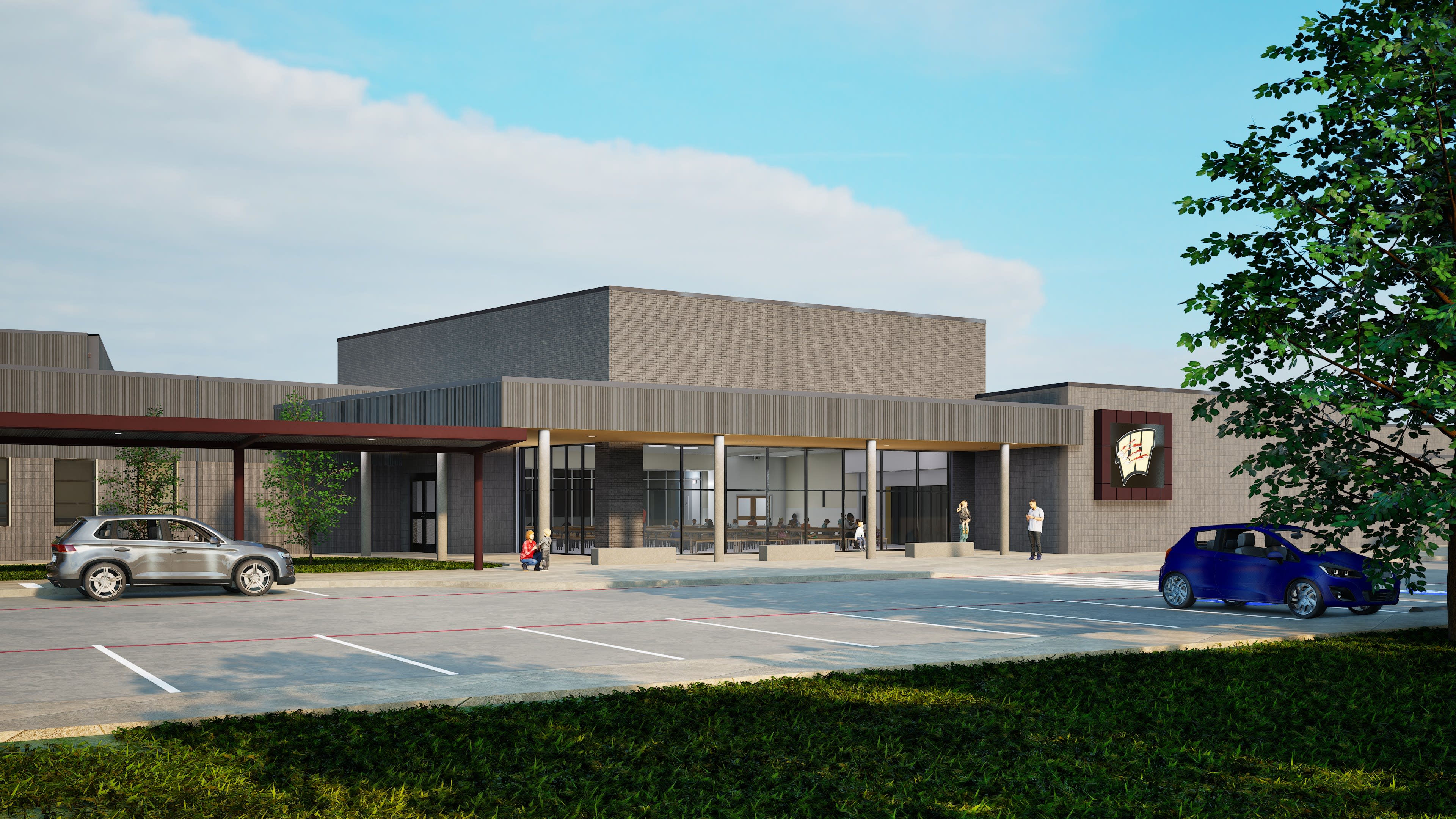 Whitesboro Early Childhood Center &mdash; rear parking lot elevation