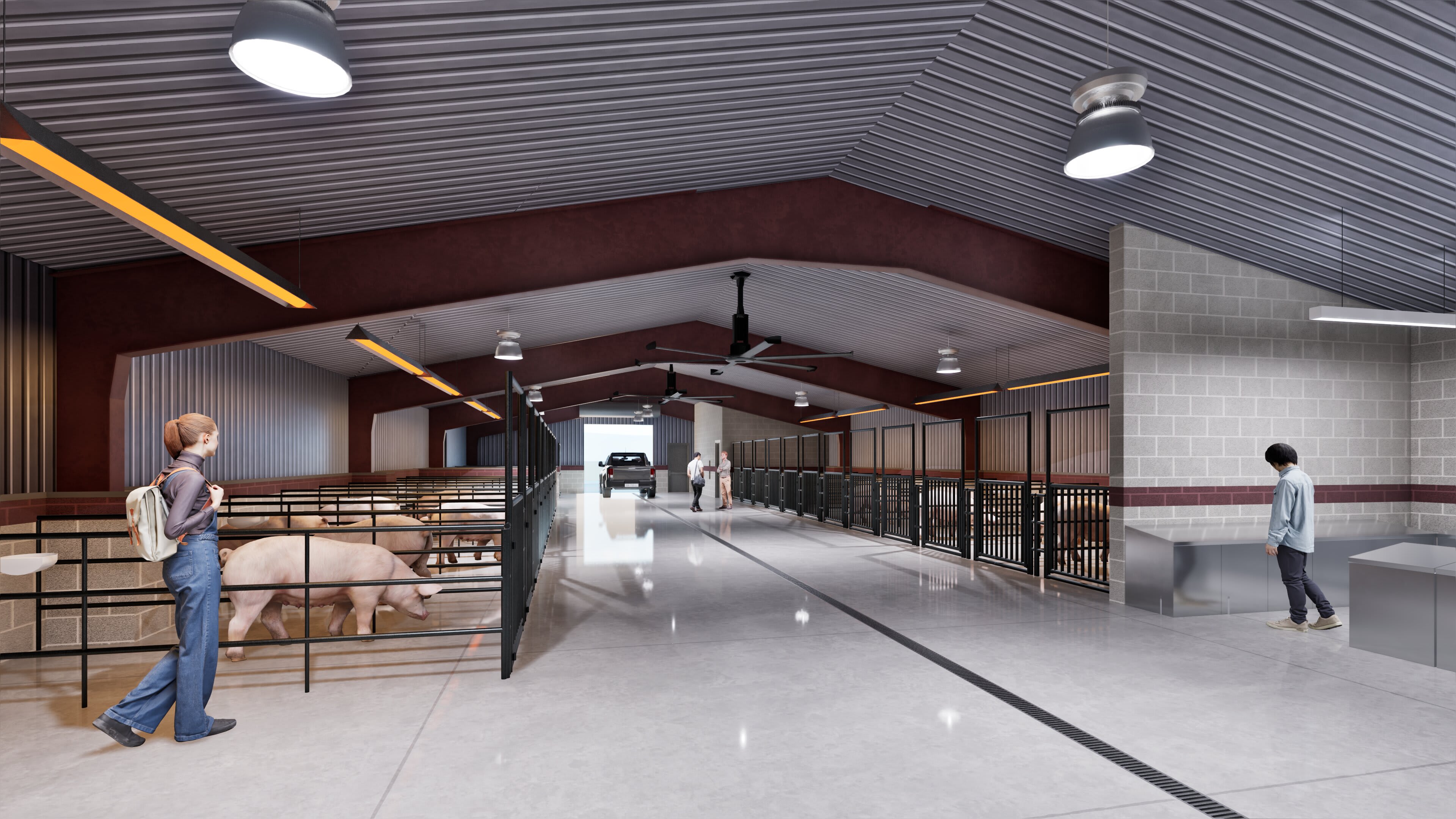Whitesboro Agriscience Center &mdash; livestock barn, drive aisle
