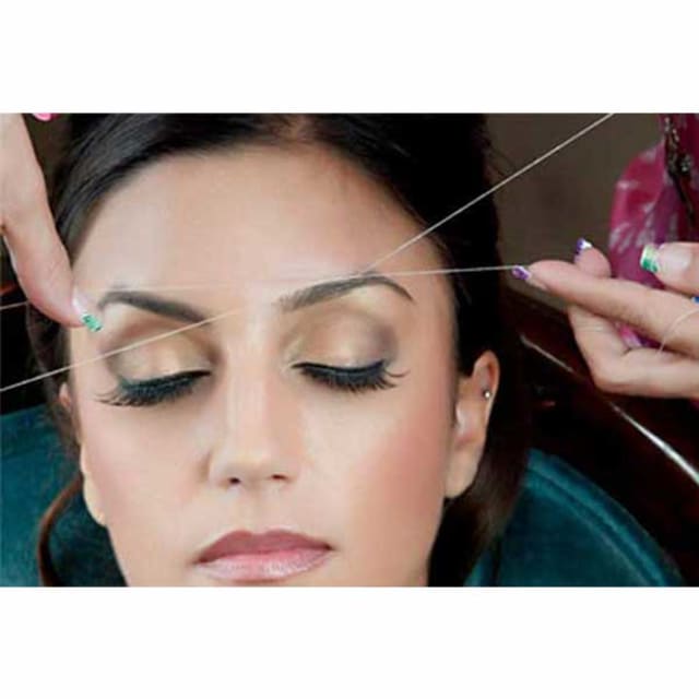 Eyebrow threading with precision makeup