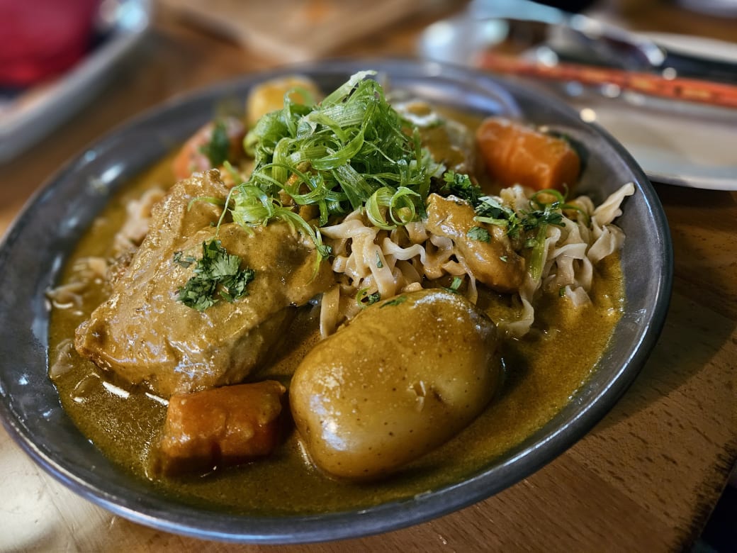 A plate of Vietnamese food.