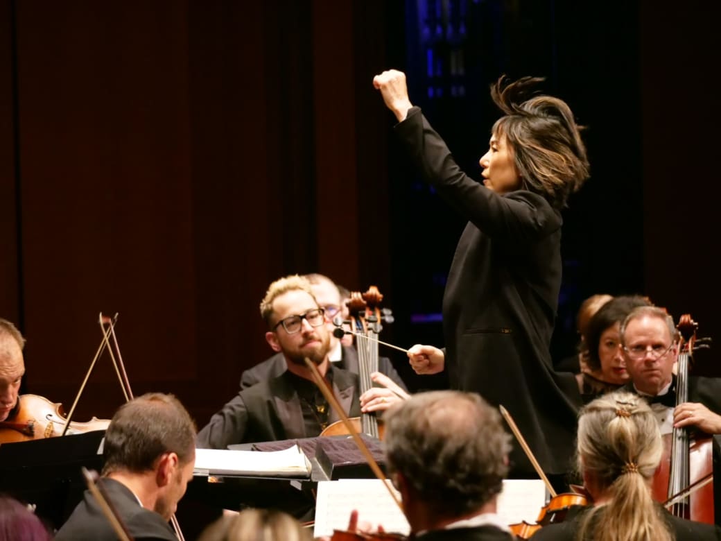 Music director Rei Hotoda conducts the Las Vegas Philharmonic at Reynolds Hall inside the Smith Center.
