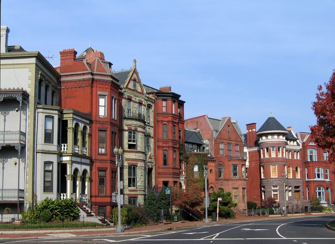 Logan Circle is known for its "gaslight era" Victorian homes. (Kimprobable/Getty Images)