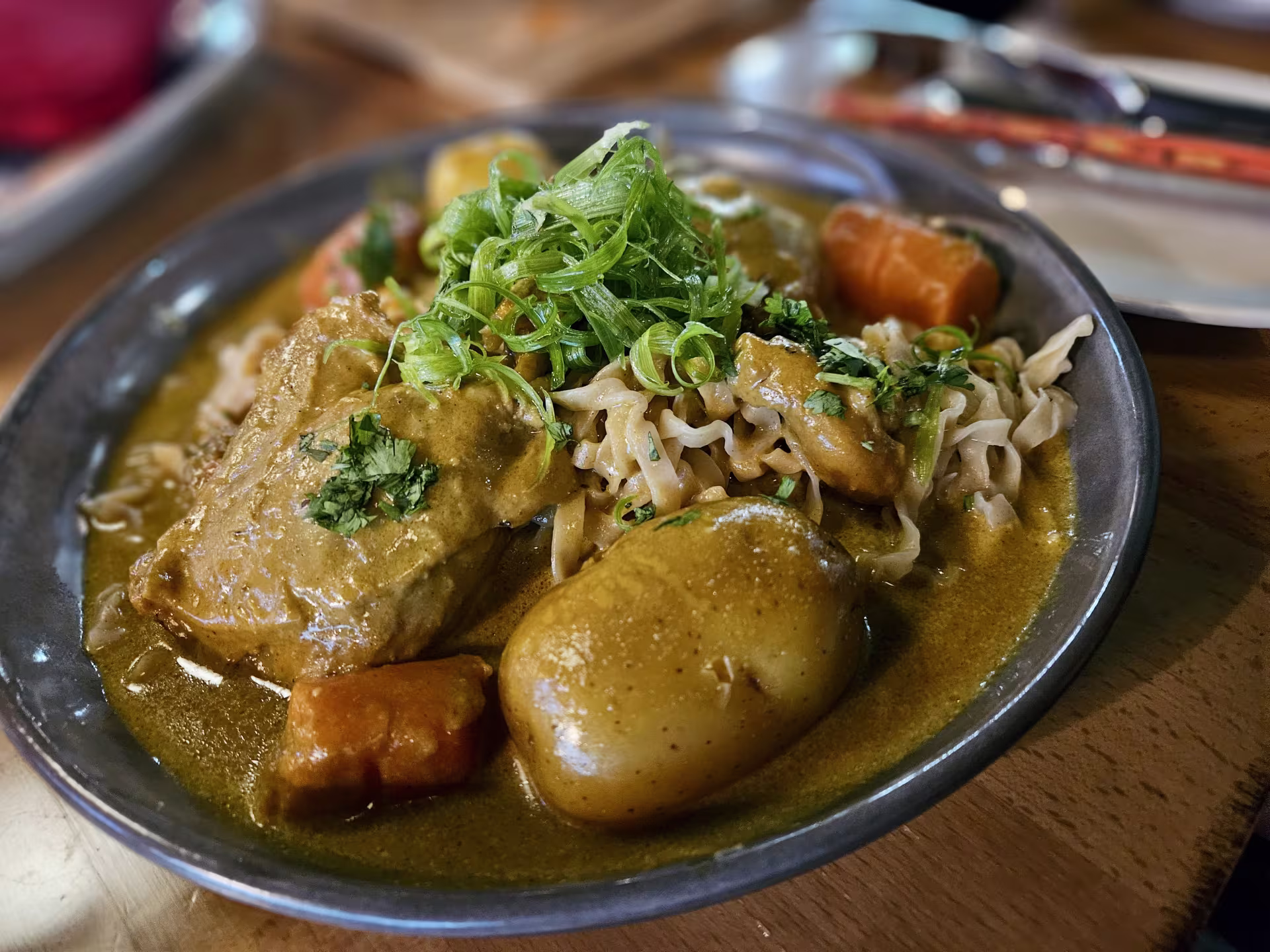 A plate of Vietnamese food.
