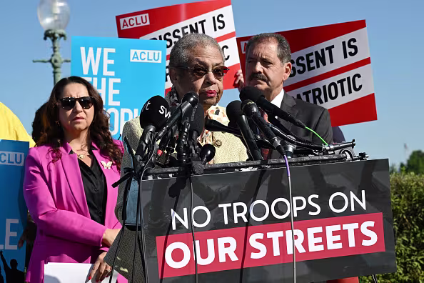Eleanor Holmes Norton speaks during a press conference about the deployment of the National Guard. (The Washington Post/Getty Images)