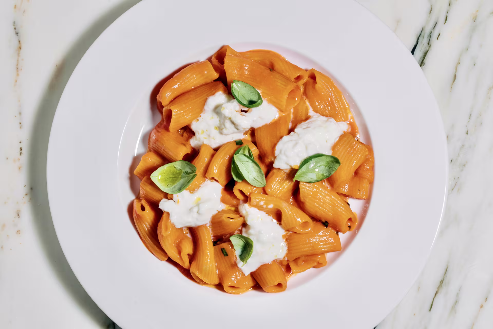 A bowl of rigatoni.