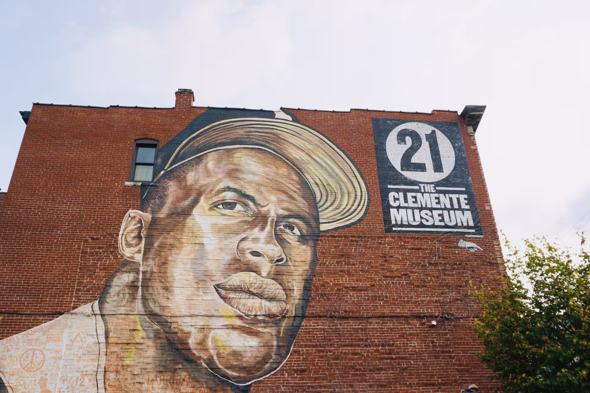 Clemente mural outside of museum