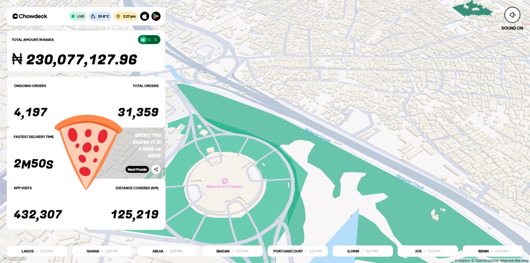 BFCM site in light mode — showing live delivery map and order stats