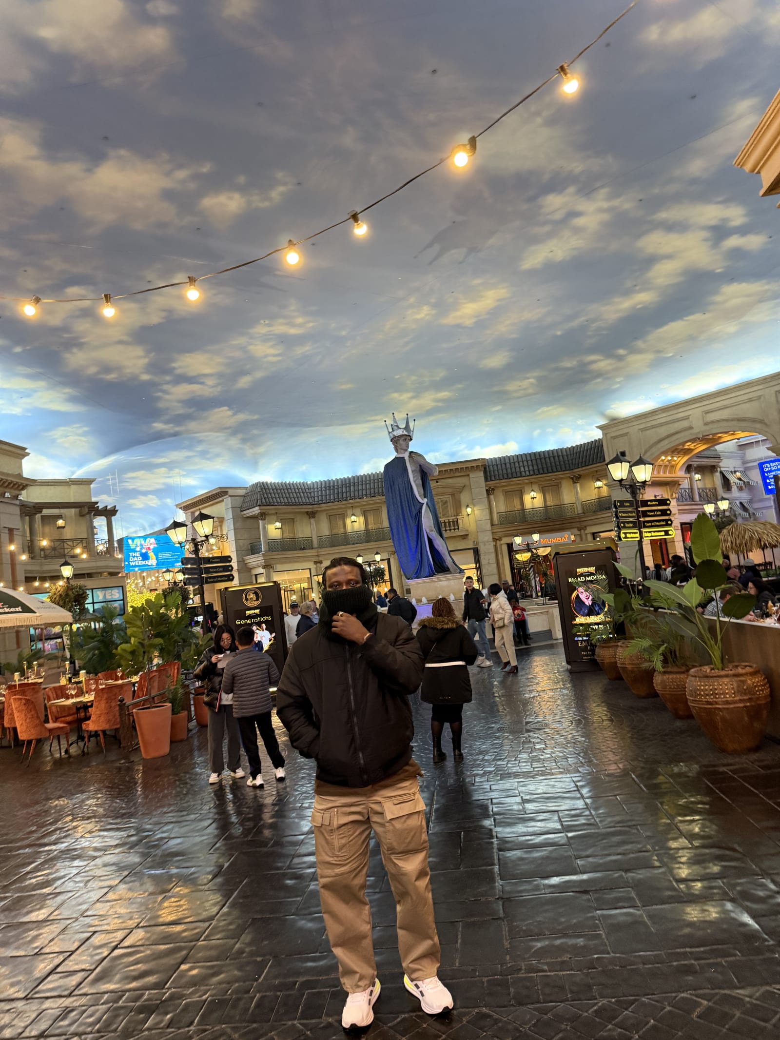 Bundled up against the Johannesburg winter inside a shopping mall