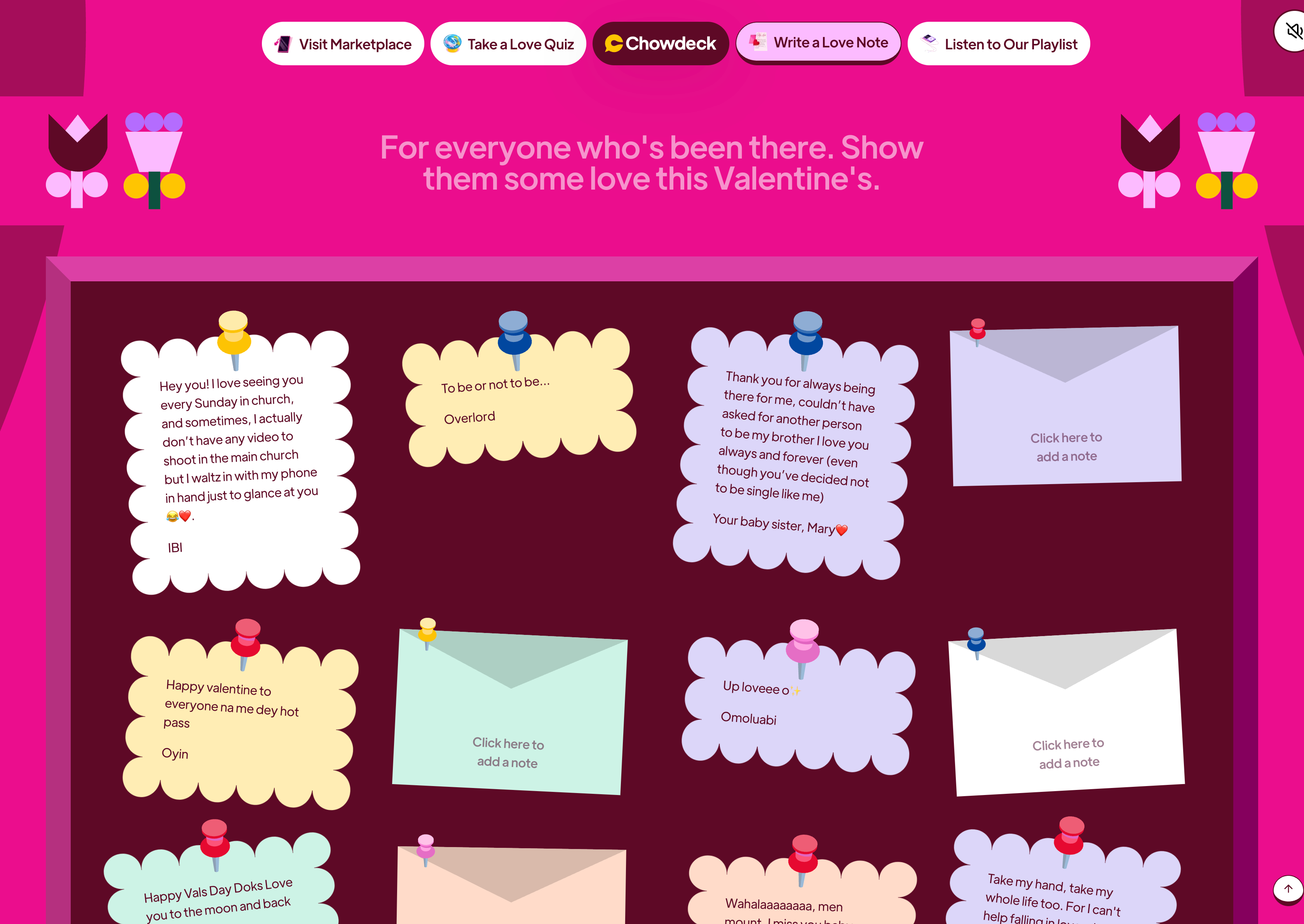 Chowdeck Valentine mobile view