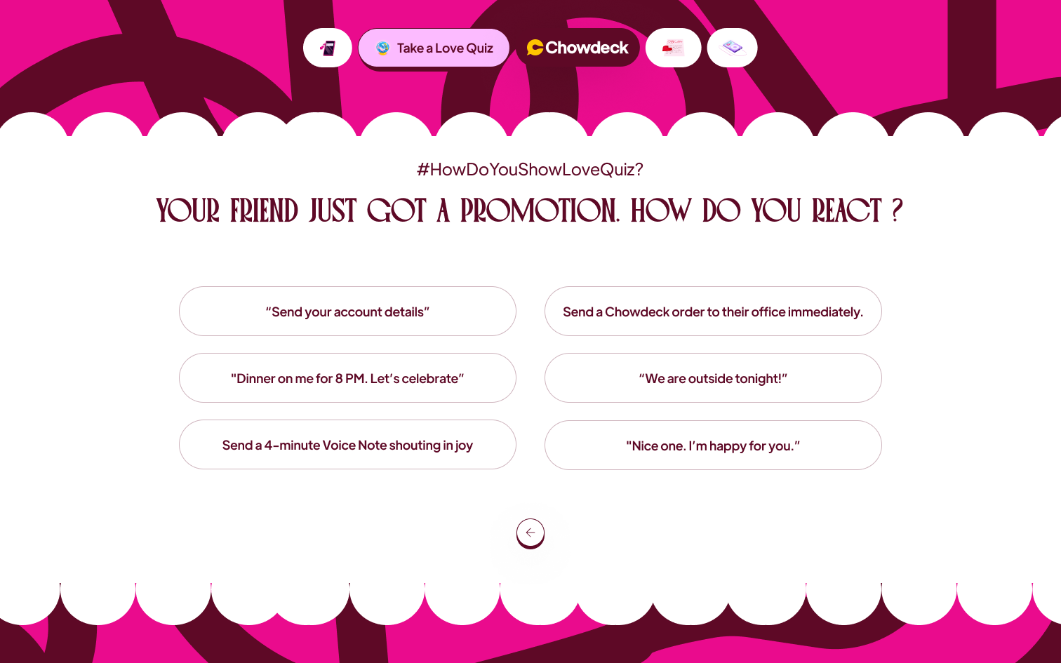 Love archetype quiz question screen