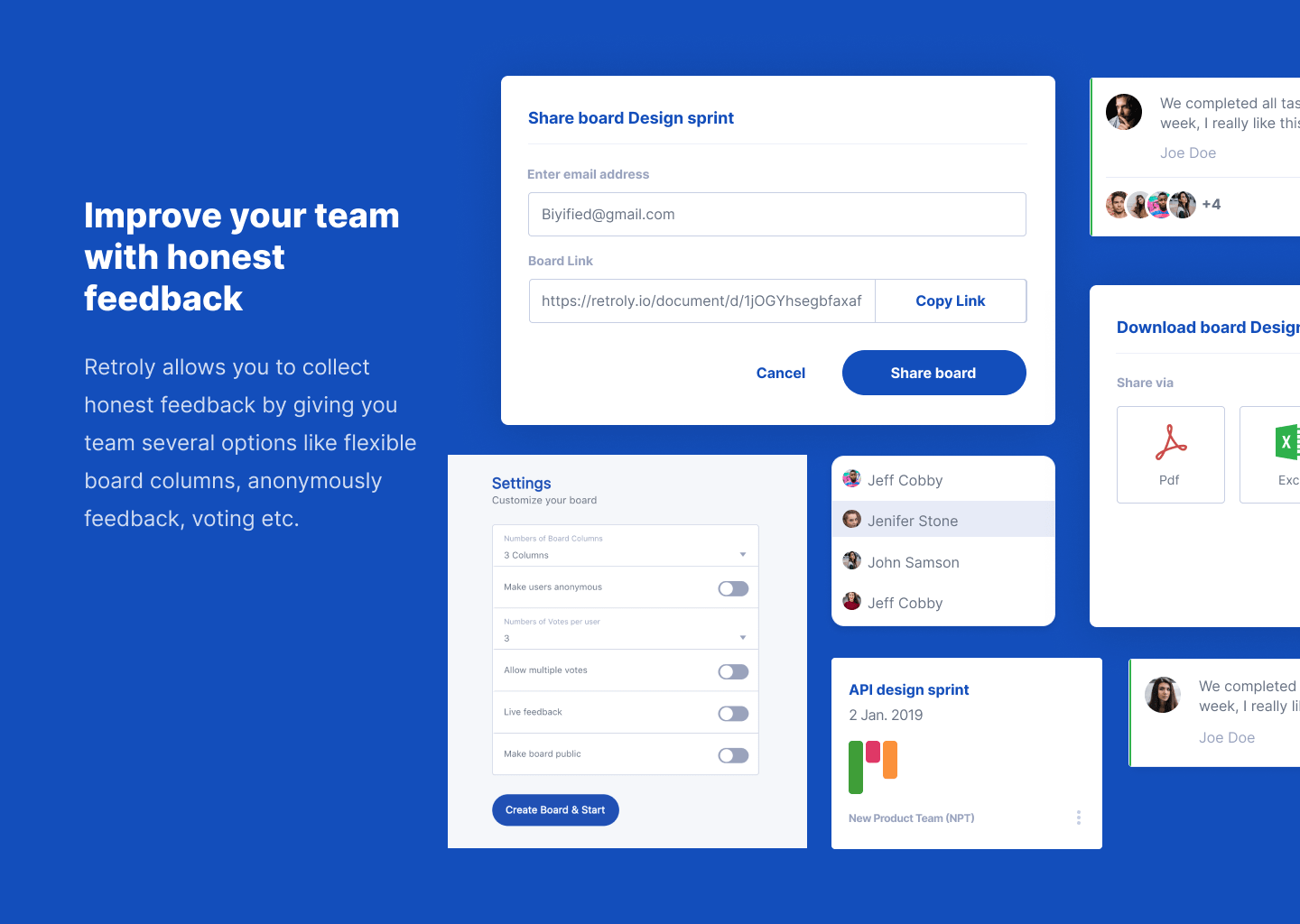 Retroly — dashboard and team management