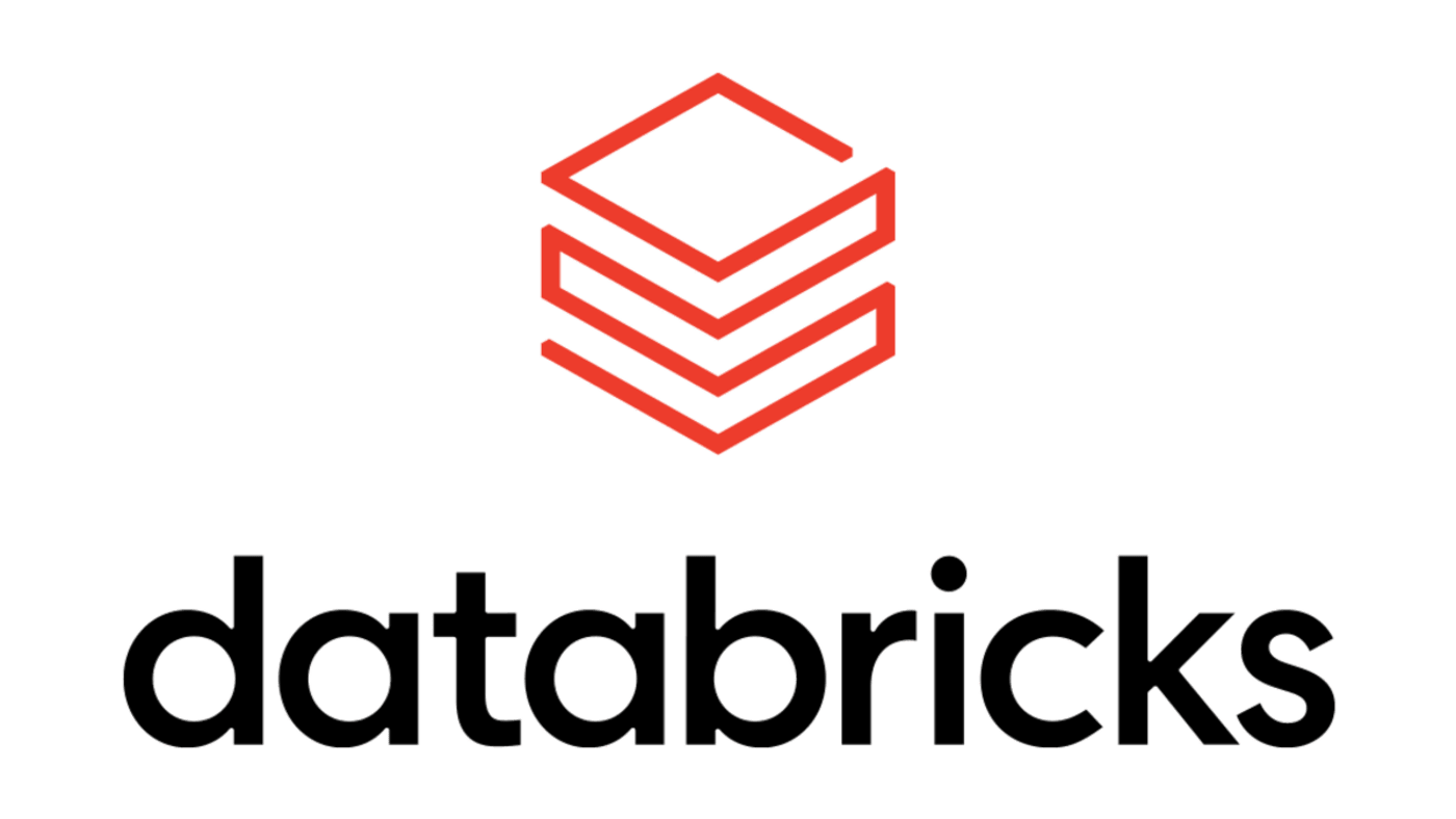 Logotipo da Databricks com símbolo geométrico vermelho em camadas e o nome da empresa em preto sobre fundo branco