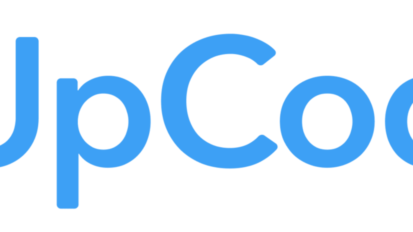 Logotipo da UpCodes em letras azuis acompanhado de um ícone estilizado em formato de marcador.